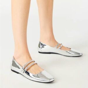 Steve Madden Silver Mary Jane Ballet Flats